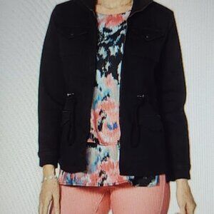 DG2 by Diane Gilman Virtual Stretch Zip-Front Anorak Jacket Black SIZE: SMALLNTW